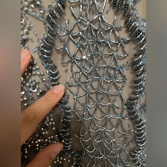 jovani 02326 beaded feather embellished dress Jovani